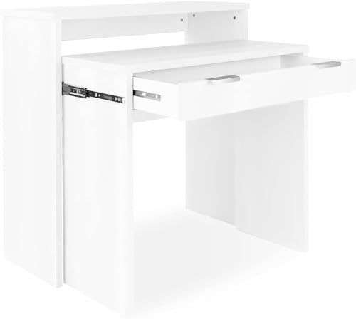 Una mesa escritorio extensible integrada que ocupa poco espacio