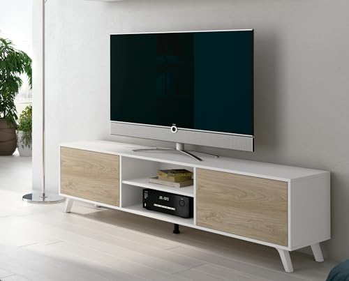 LC Conjunto Mueble TV y estanteria Colgante, bajo televisor con Puertas Push