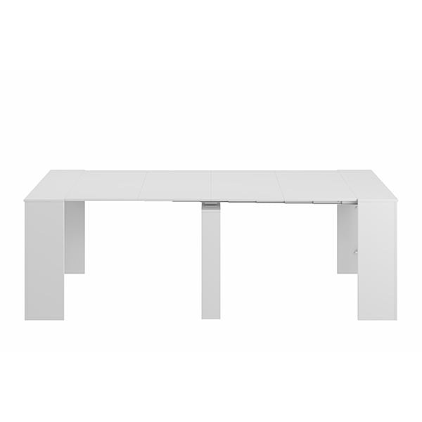 Mesa Consola Extensible Kendra en Blanco Brillo