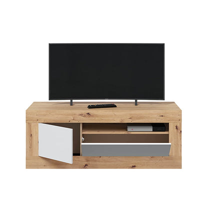 Mueble TV 2 puertas color Roble y Blanco modelo NOVA