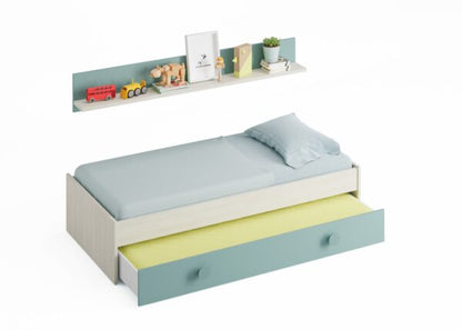 Conjunto muebles habitación juvenil gris verde aqua