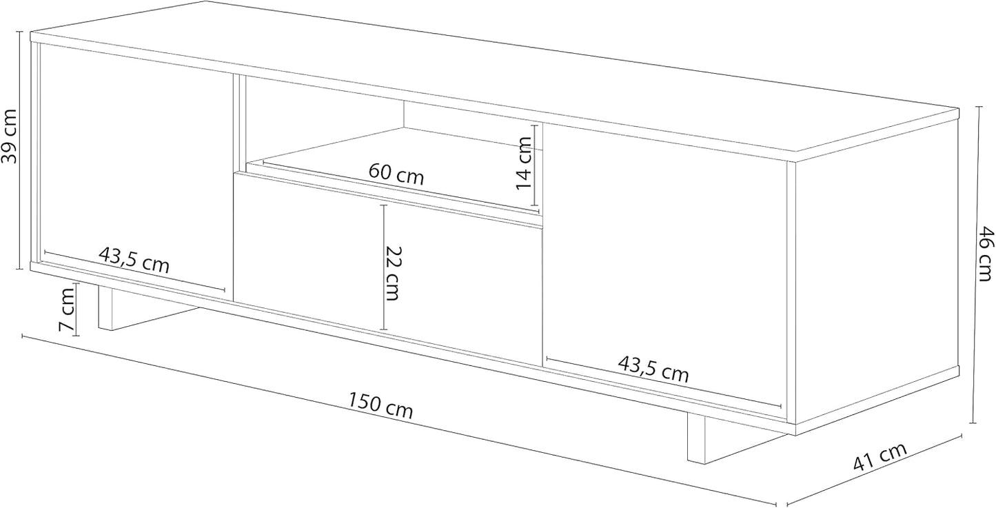 Mueble de TV Modelo Zaida en Roble Canadian y Gris Antracita - 150x46x41 cm