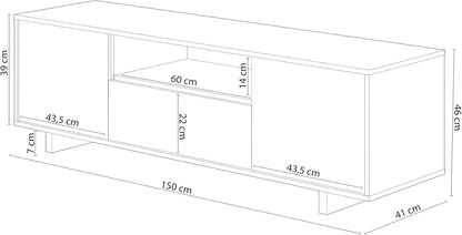 Mueble de TV Modelo Zaida en Roble Canadian y Gris Antracita - 150x46x41 cm