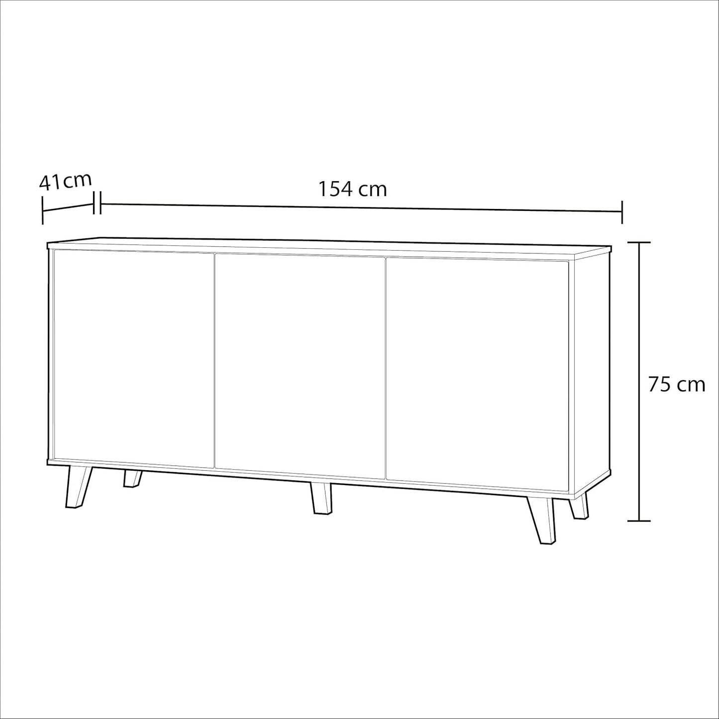 Aparador Buffet Zaken Plus 3 Puertas en Blanco Brillo y Roble Canadian