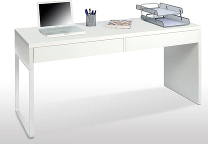 Mesa Escritorio con 2 Cajones, Mesa de Despacho, Mesa de Oficina, Modelo Touch, Color Blanco Artik