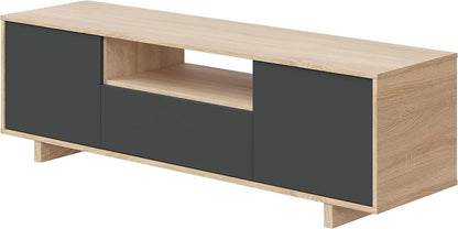 Mueble de TV Modelo Zaida en Roble Canadian y Gris Antracita - 150x46x41 cm