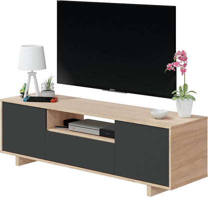 Mueble de TV Modelo Zaida en Roble Canadian y Gris Antracita - 150x46x41 cm