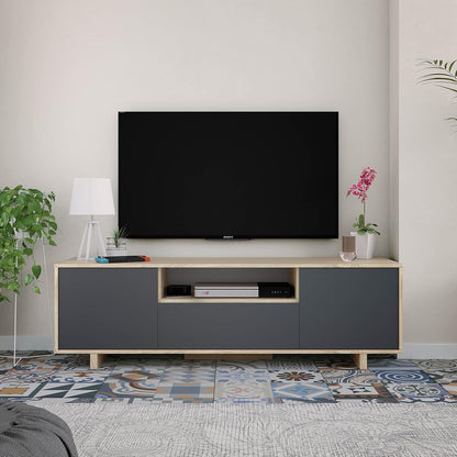 Mueble de TV Modelo Zaida en Roble Canadian y Gris Antracita - 150x46x41 cm