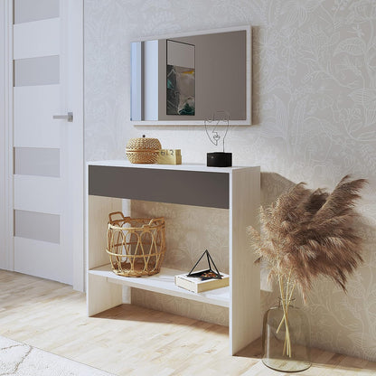 Recibidor Mesa Consola con Cajon Grande y con Espejo, Conjunto Mueble de Entrada