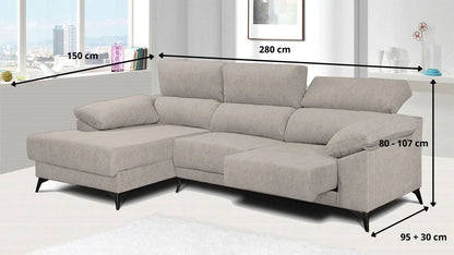 Sofá chaise longue extraible POL con almacenaje