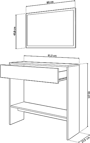 Recibidor Mesa Consola con Cajon Grande y con Espejo, Conjunto Mueble de Entrada